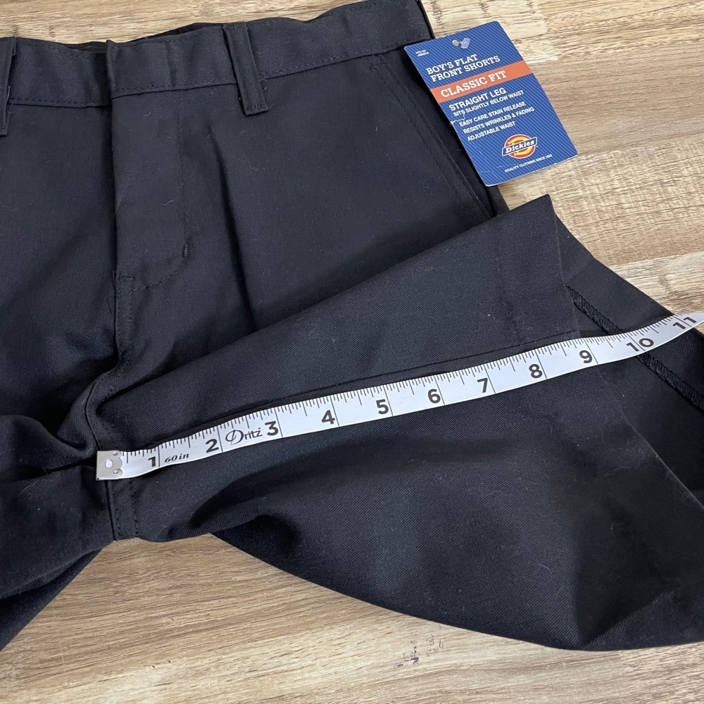 Dickies Boys Black Flat Front Shorts Classic Fit Straight Leg 12 New With Tags - Picture 7 of 7